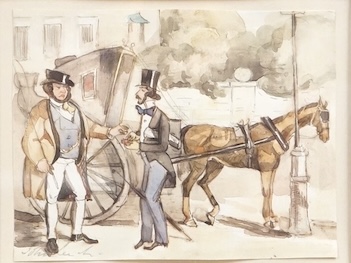 John Leach (1817-1864), watercolour, 'A Tip Well Received', signed in pencil, 10 x 11.5cm